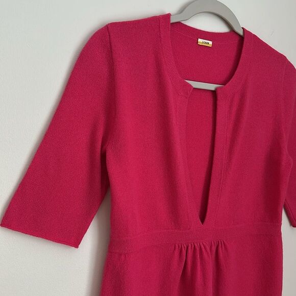 Vintage J.Crew Women’s Bright Pink 100% Cashmere V Neck 80's 90's Sweater S - Picture 3 of 8